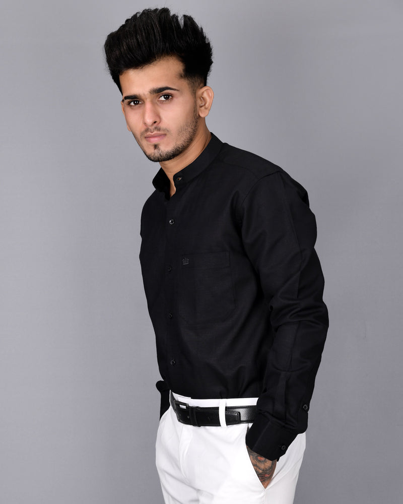 JADE BLACK LUXURIOUS LINEN SHIRT