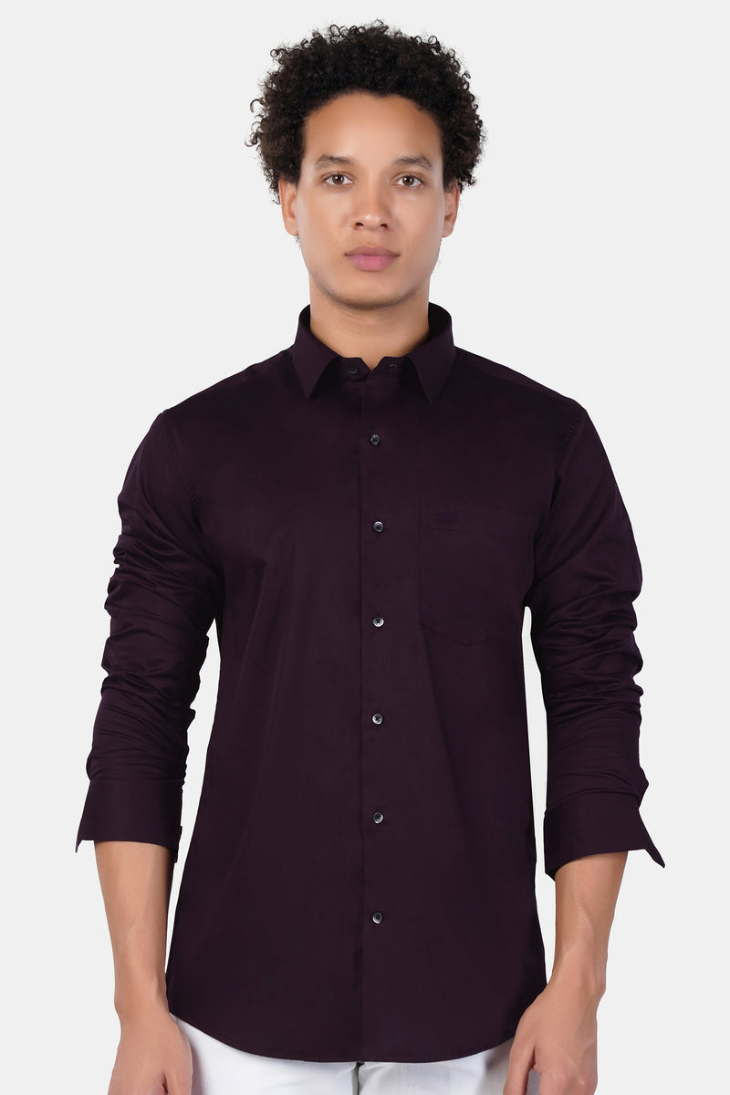 ECLIPSE MAROON FRENCH CROWN PRINTED SUBTLE SHEEN SUPER SOFT PREMIUM COTTON DESIGNER SHIRT