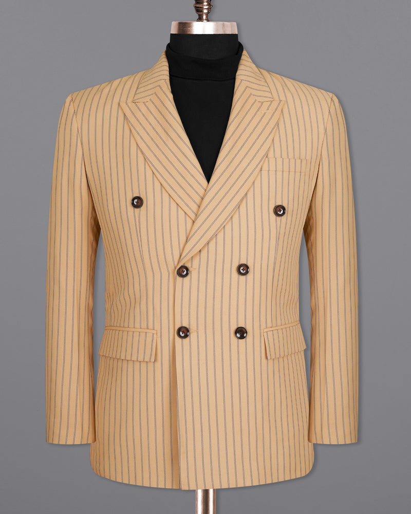 HARVEST GOLD CREAM STRIPED WOOLRICH DOUBLE-BREASTED BLAZER