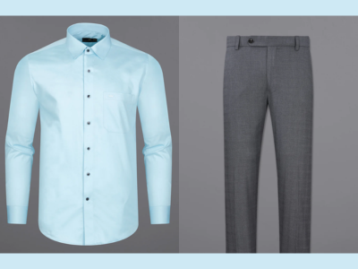 Dressing Light Blue Shirt Gray Pants Stock Photo 178298279  Shutterstock