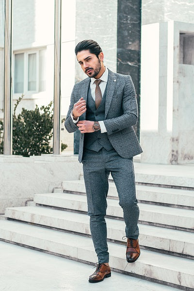 Grey Suits With Brown Shoes