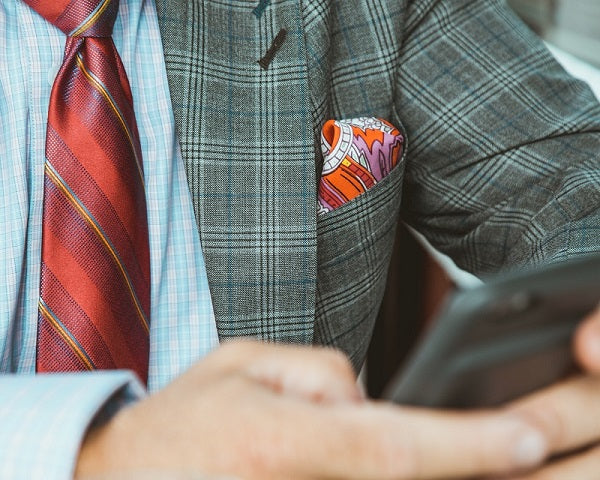 Grey Suit with Pocket Square
