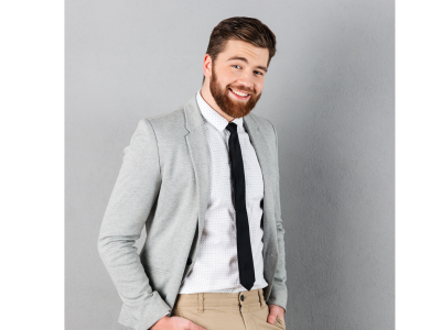 Grey Blazer Combination Shirt in White Color