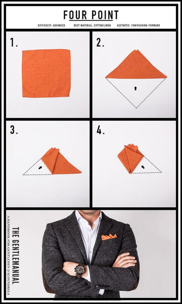 HOW TO FOLD A POCKET SQUARE WITH A FOUR-POINT POCKET SQUARE