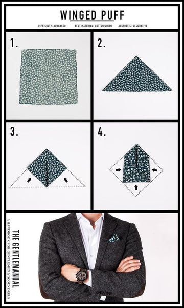 How To Fold A Pocket Square with a Winged Puff Fold (step-by-step)