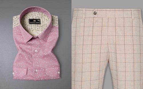 Pink Shirt Combine With Beige Trouser