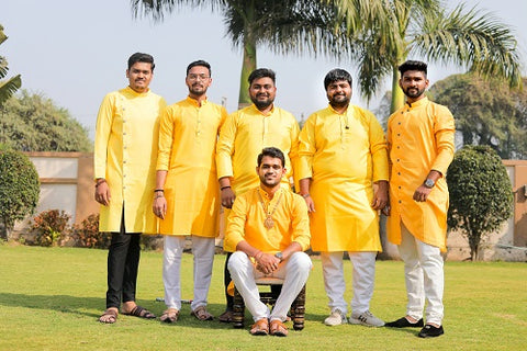 Yellow Kurta Pajamas For Men To Wear in Haldi Ceremony