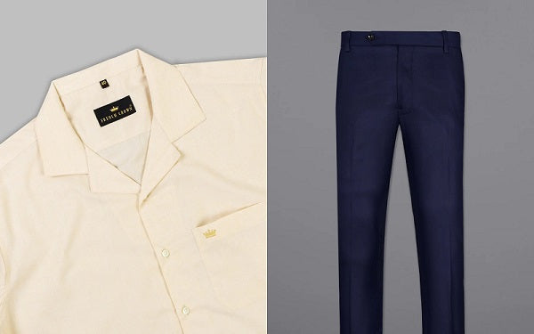 beige trousers blue shirt  OFF63 Free Delivery