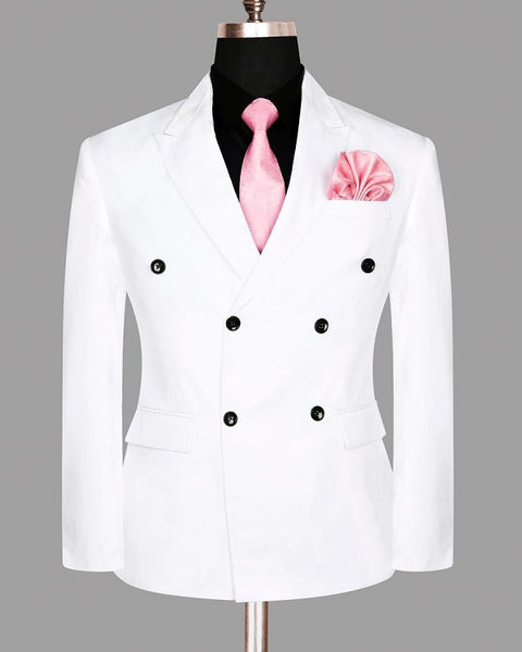 Bright White Double-Breasted Suit