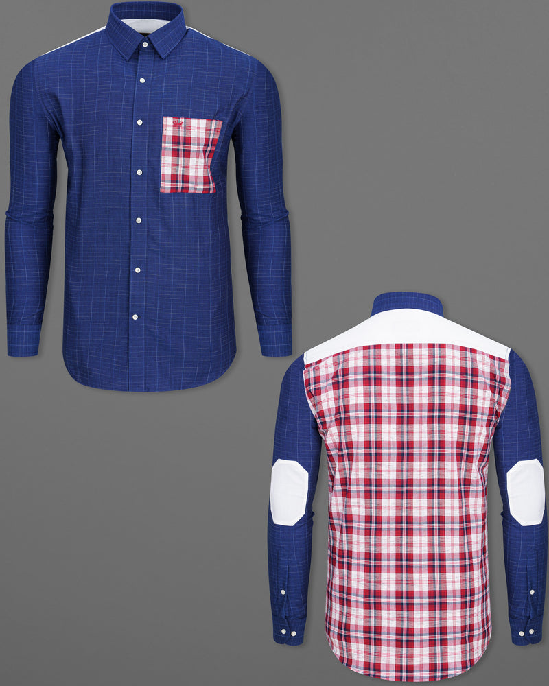 Lucky Point Blue Checks-Plaid Casual Premium Cotton Shirt For Men