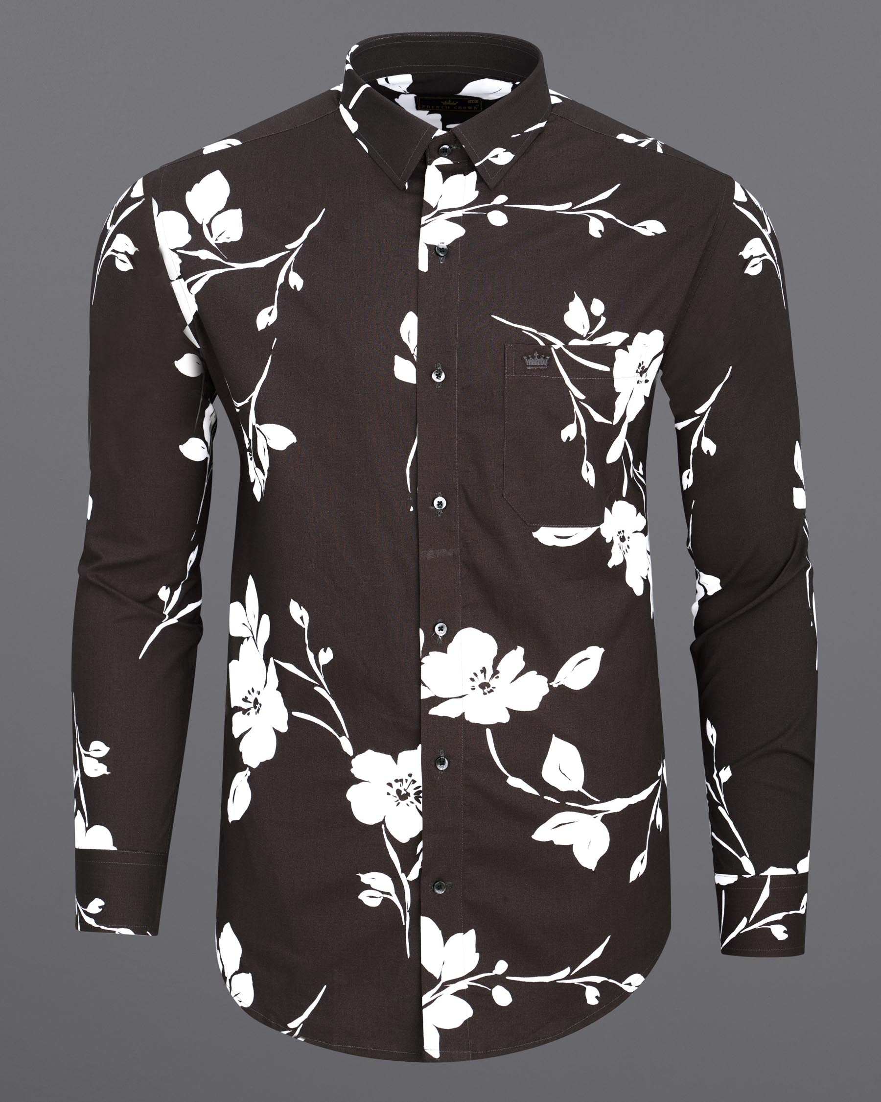 Buy Lilac Floral Full Sleeves Cotton Printed Shirt For Men Online