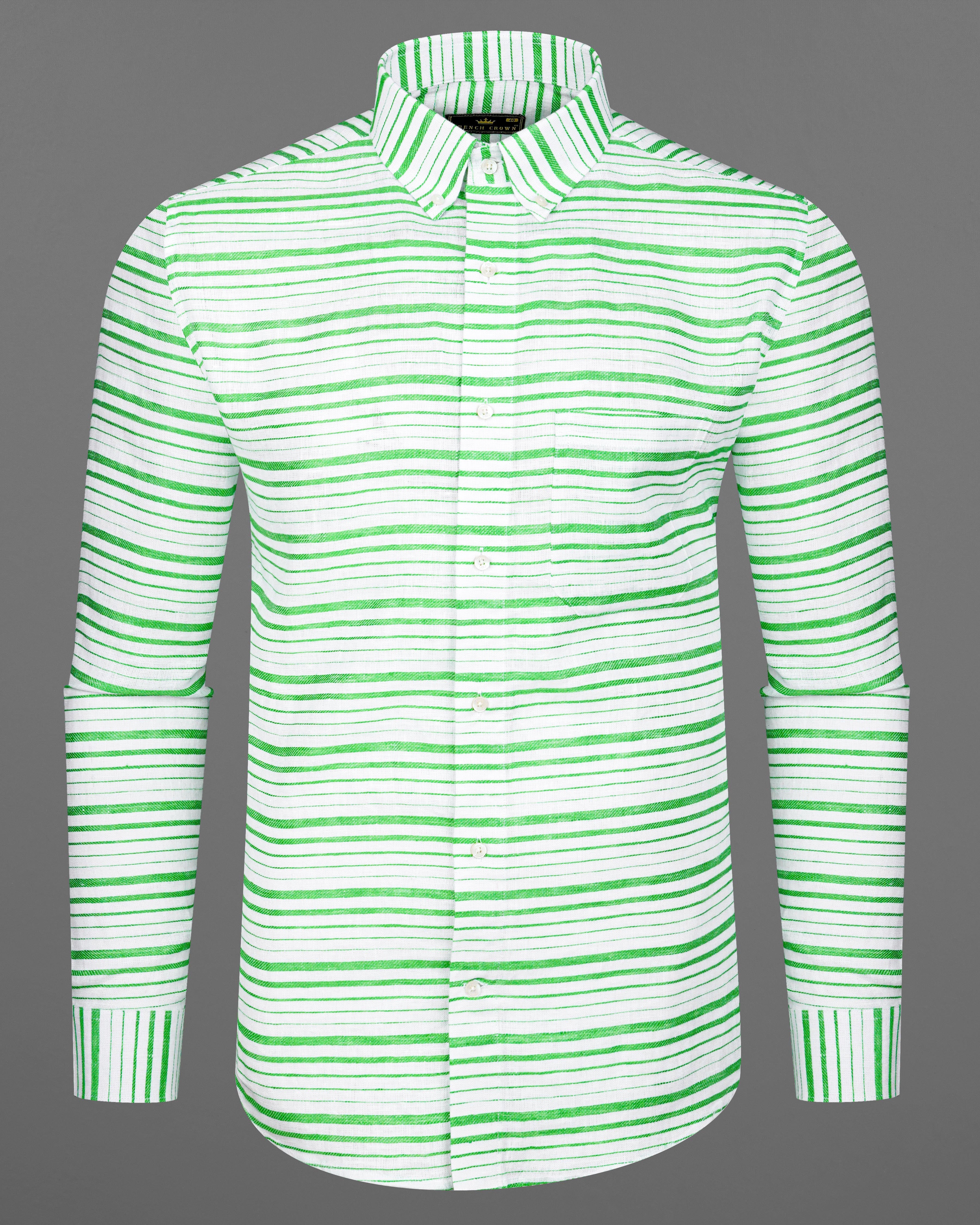 Green striped shirts for men
