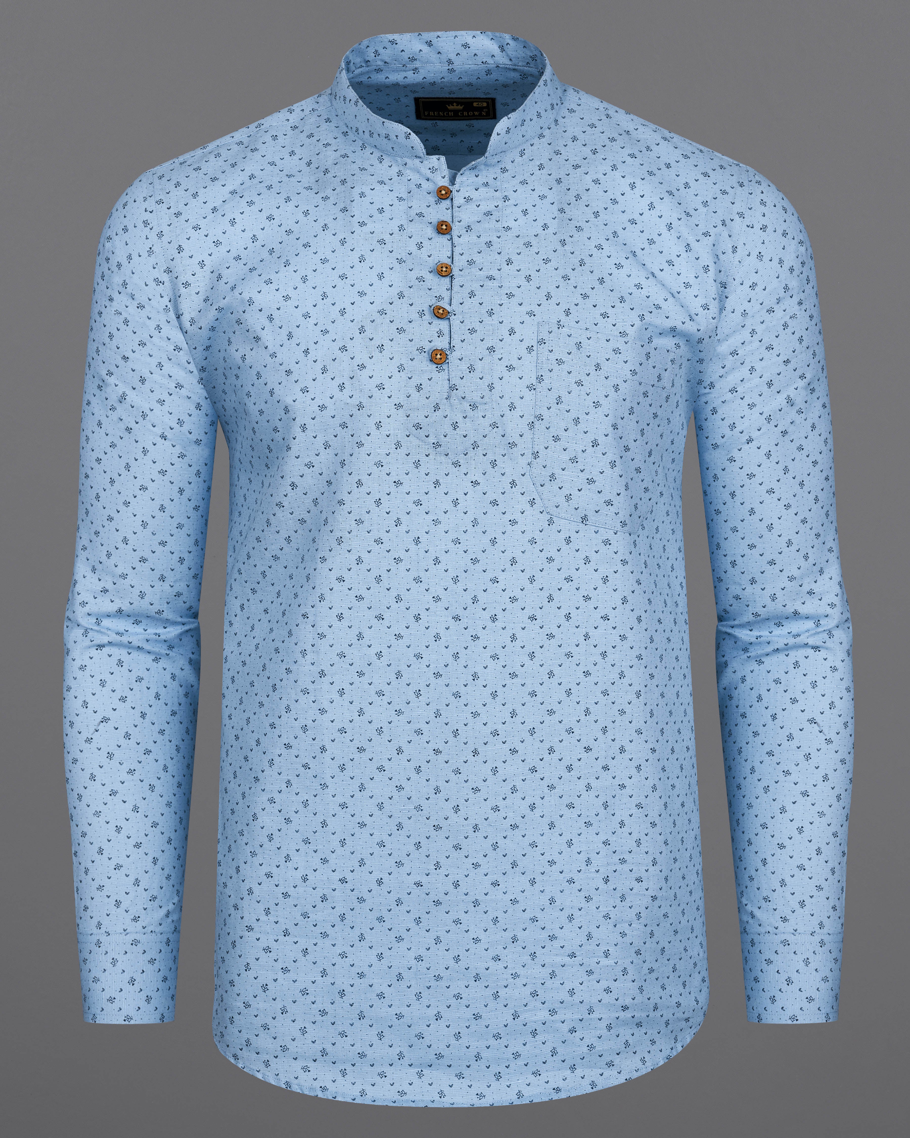 blue printed shirt for men