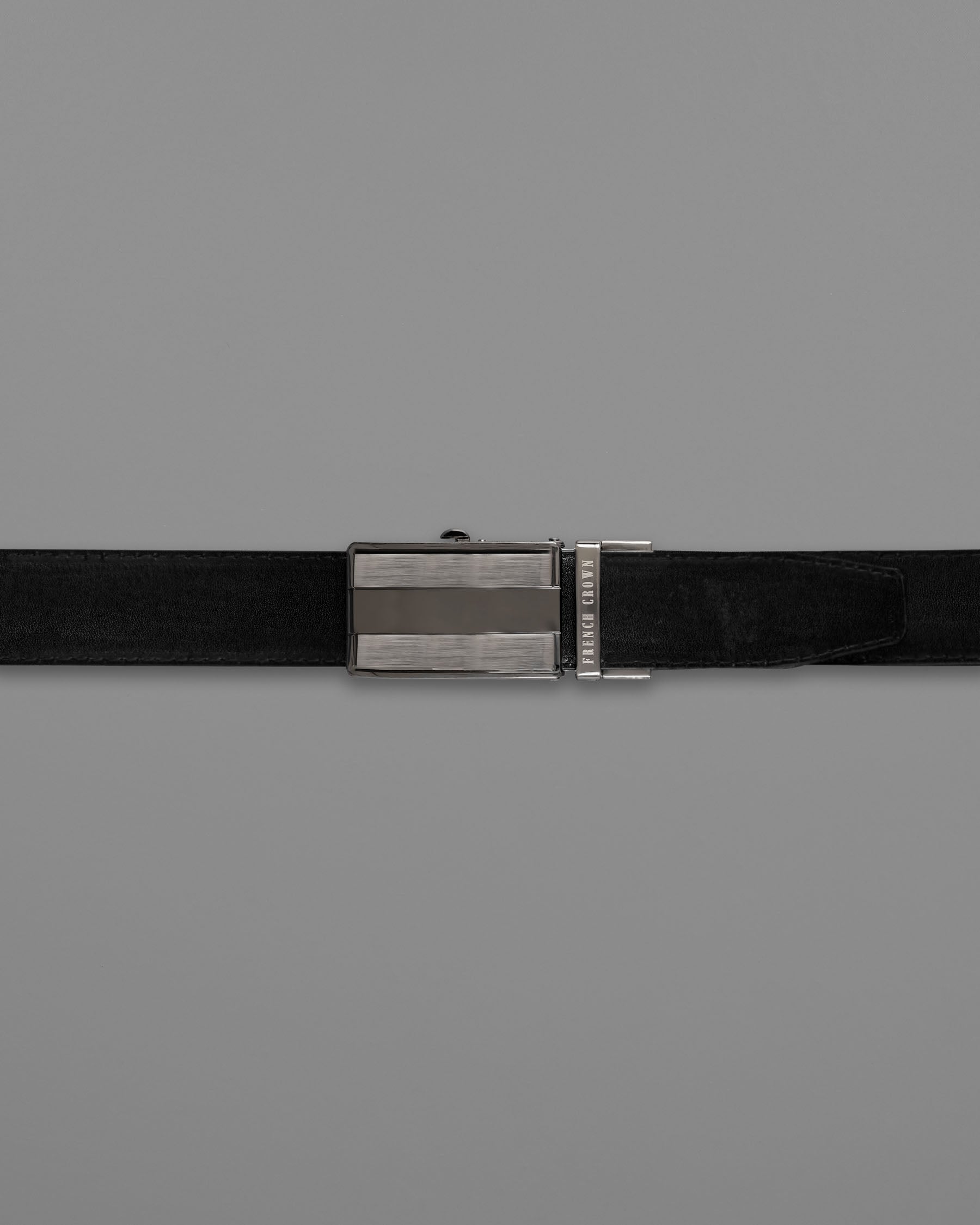 Silver Rectangle 1 Inch Black Leather Belt