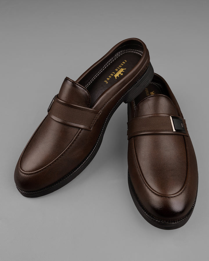 Dark brown slip-on shoes