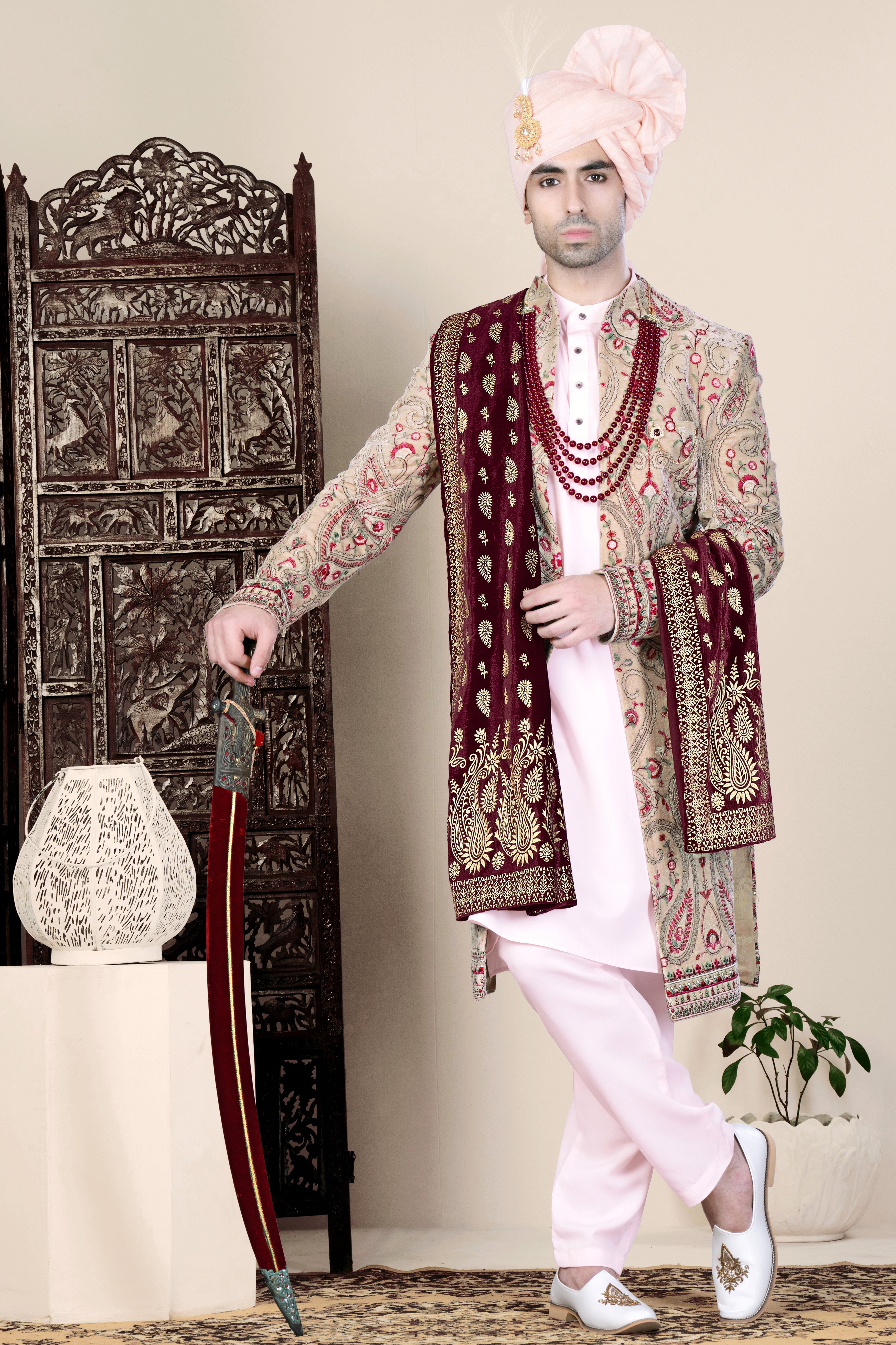 Suede Double Button Indo-Western - Groom Collections - Collections