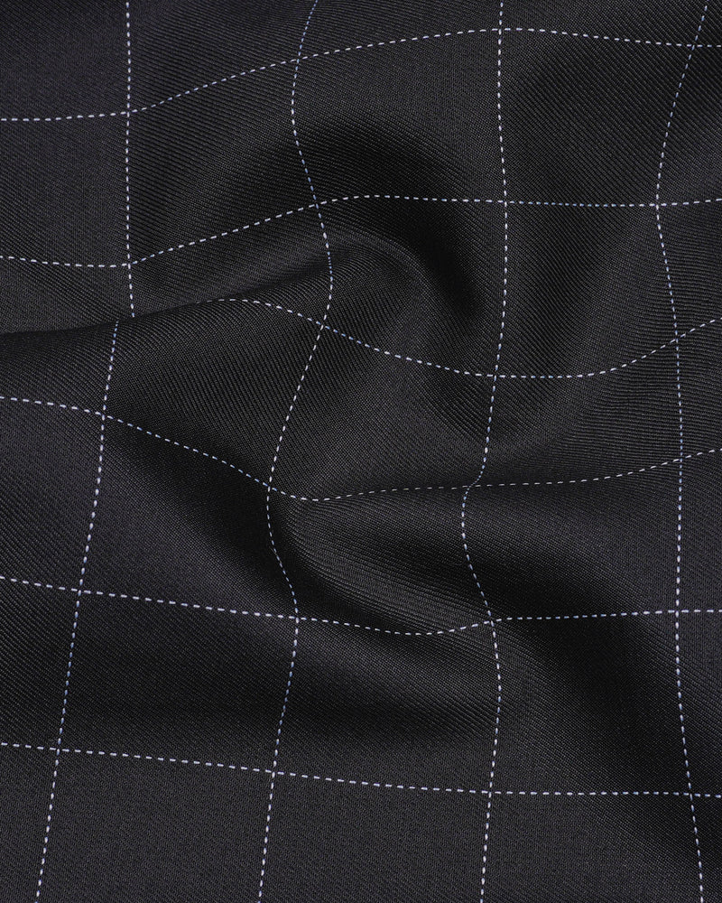 Jade Black windowpane Cross Buttoned Bandhgala Suit