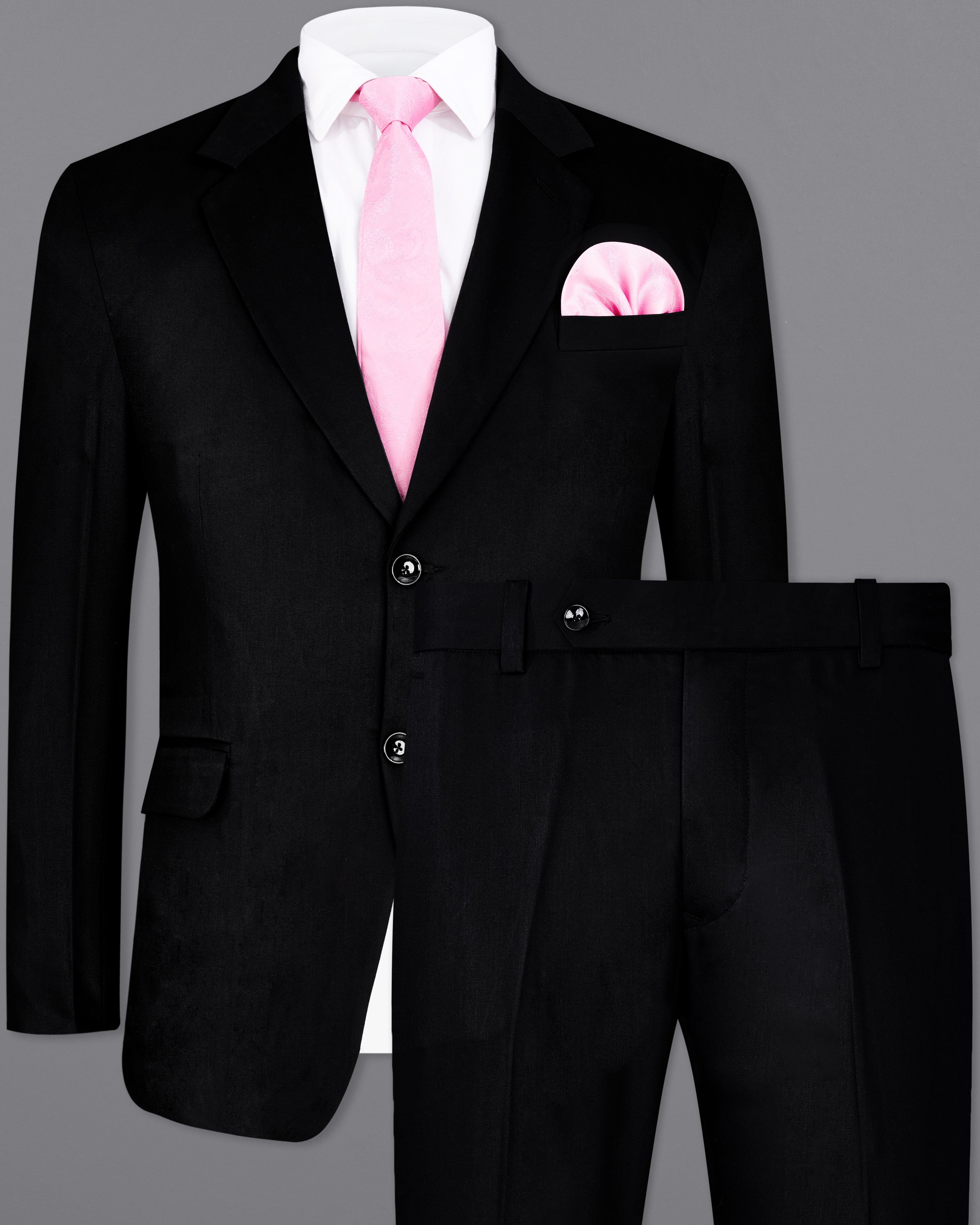 All black tux sales with pink tie