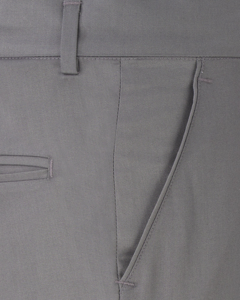 Granite Gray Plain-Solid Premium Terry-Rayon Pant For Men