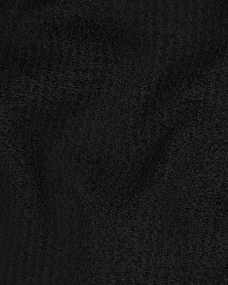 Smoky Black Textured Premium Wool-Blend Nehru-Jackets For Men