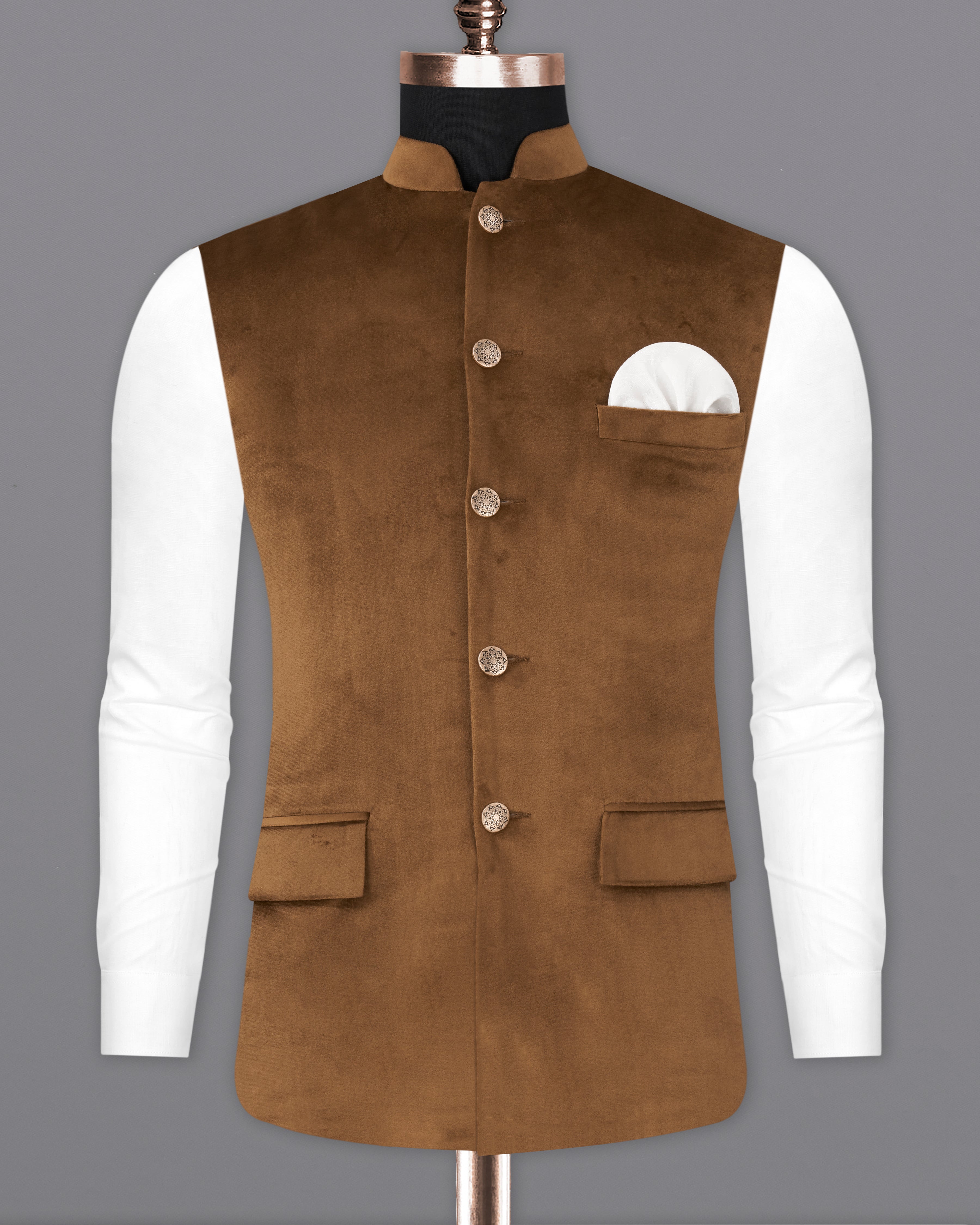 Buy Men Brown Print Party Nehru Jacket Online - 676068 | Van Heusen