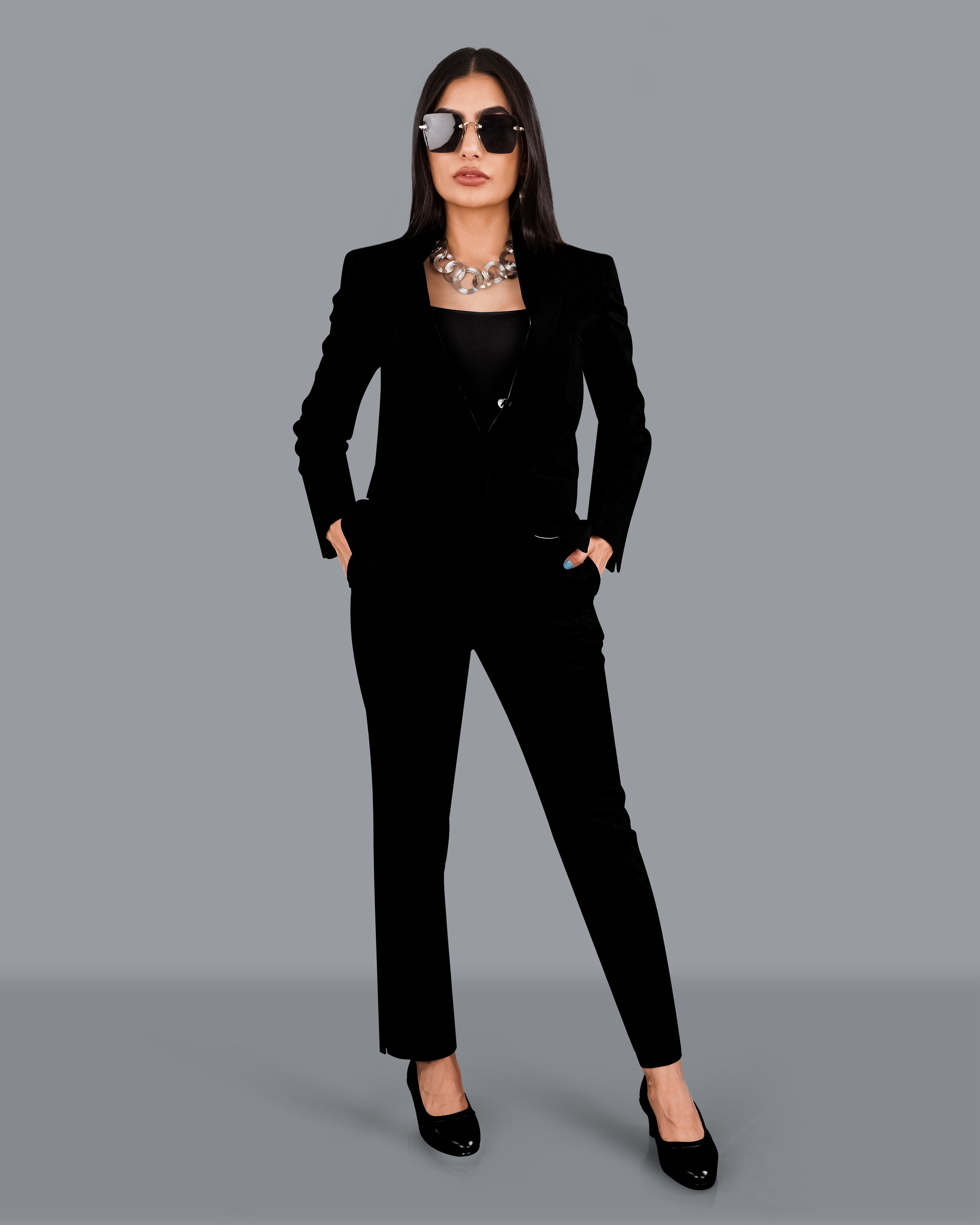 Amazon.com: Marycrafts Women's Business Blazer Pant Suit Set for Work 0  Black : Clothing, Shoes & Jewelry