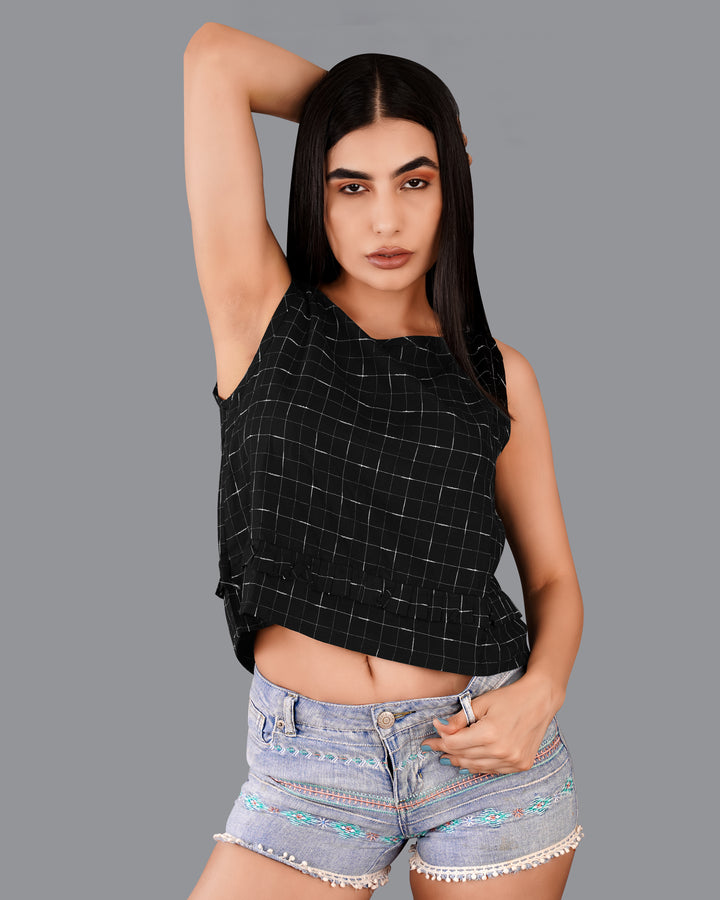 Jade black crop top for women