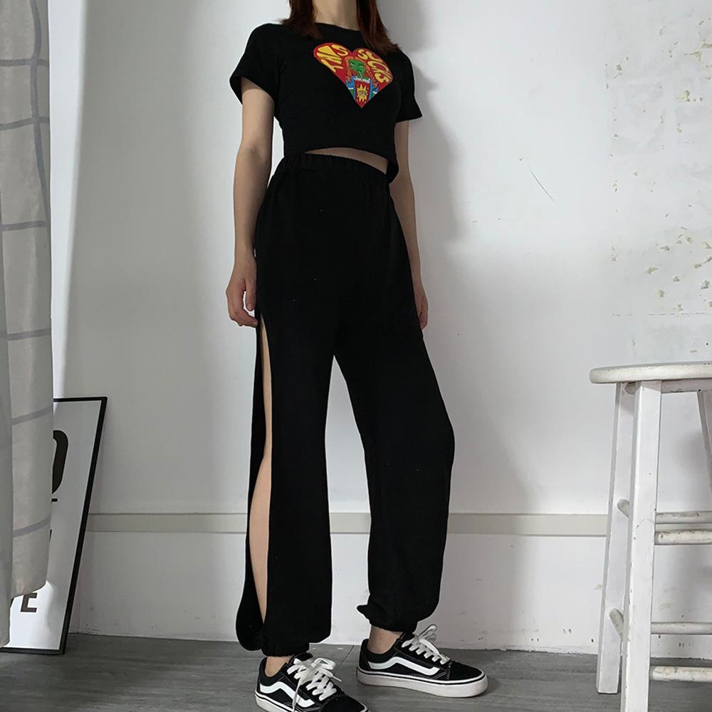 NORMCORE STUDIOS | BLACK CROP TOP + BLACK AND PINK PANTS