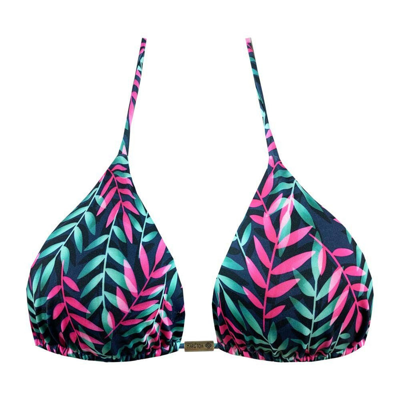 Royal Blue Neon Leaves Brazilian Triangle Bikini Top | MARETOA BIKINIS ...