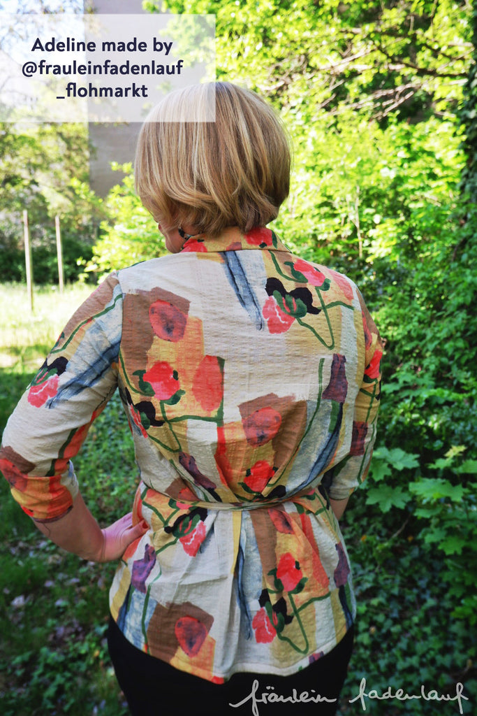 Forget-Me-Not Adeline wrap top tester make in pattern, rear view