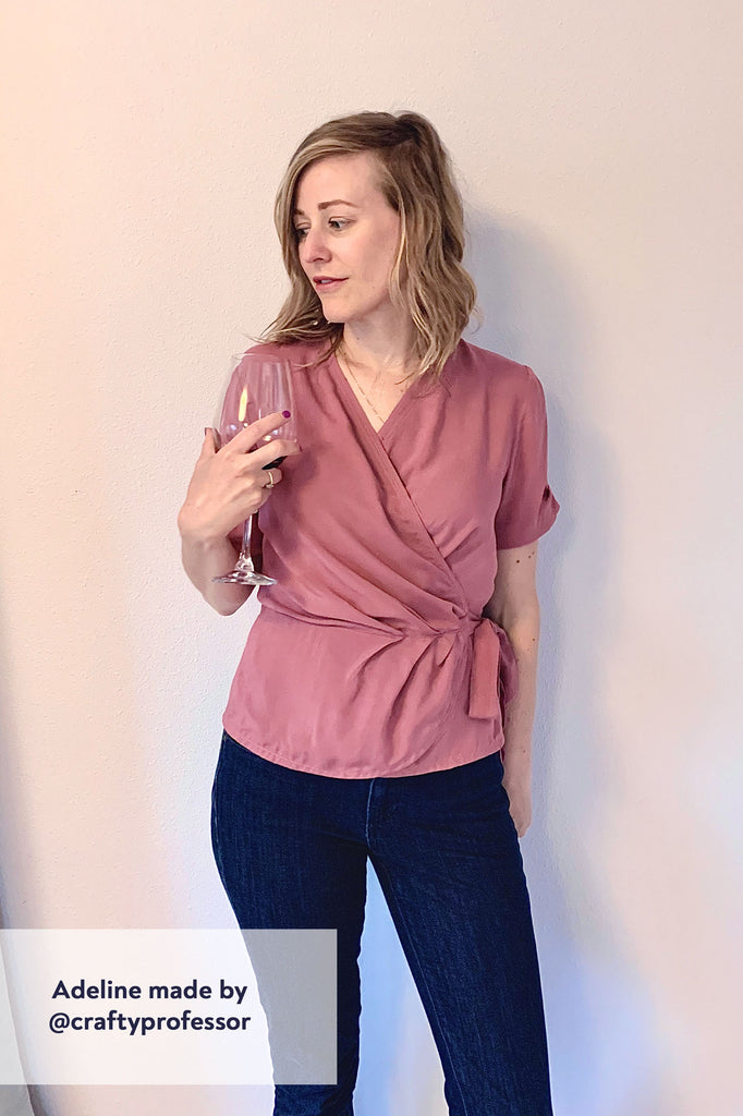 Forget-Me-Not Adeline wrap top tester make in pink