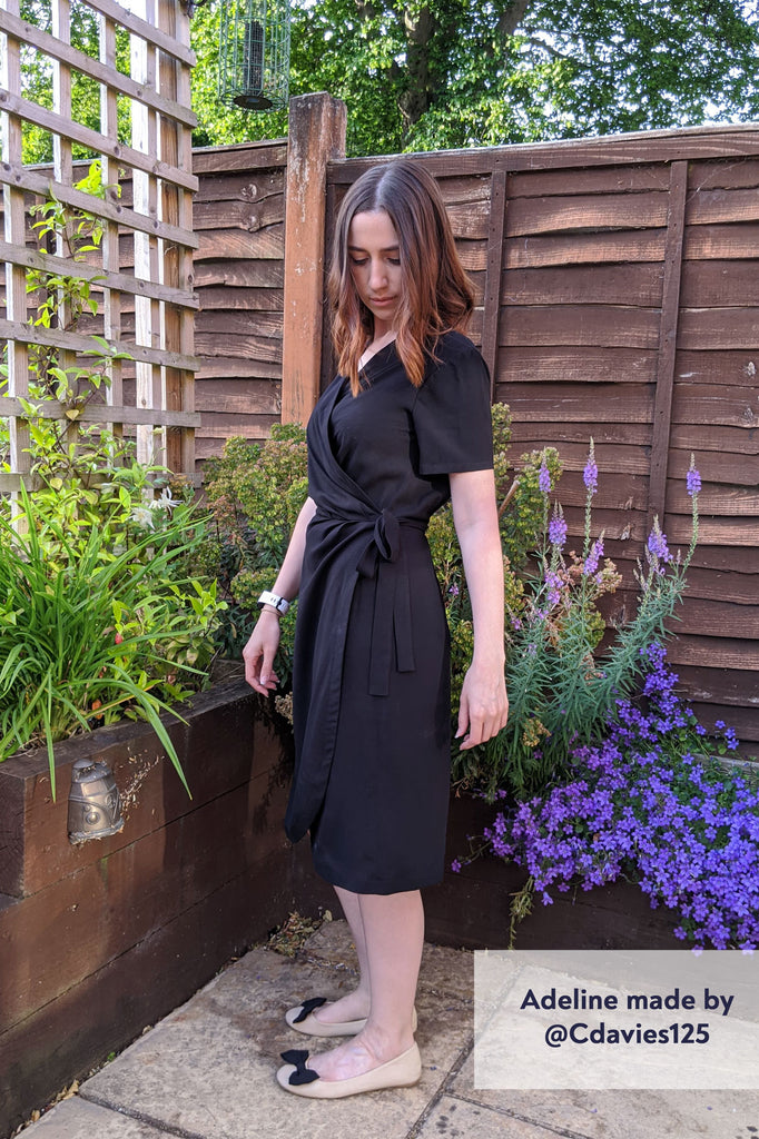 Forget-Me-Not Adeline wrap dress tester make in black