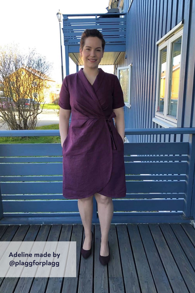 Forget-Me-Not Adeline wrap dress tester make in purple