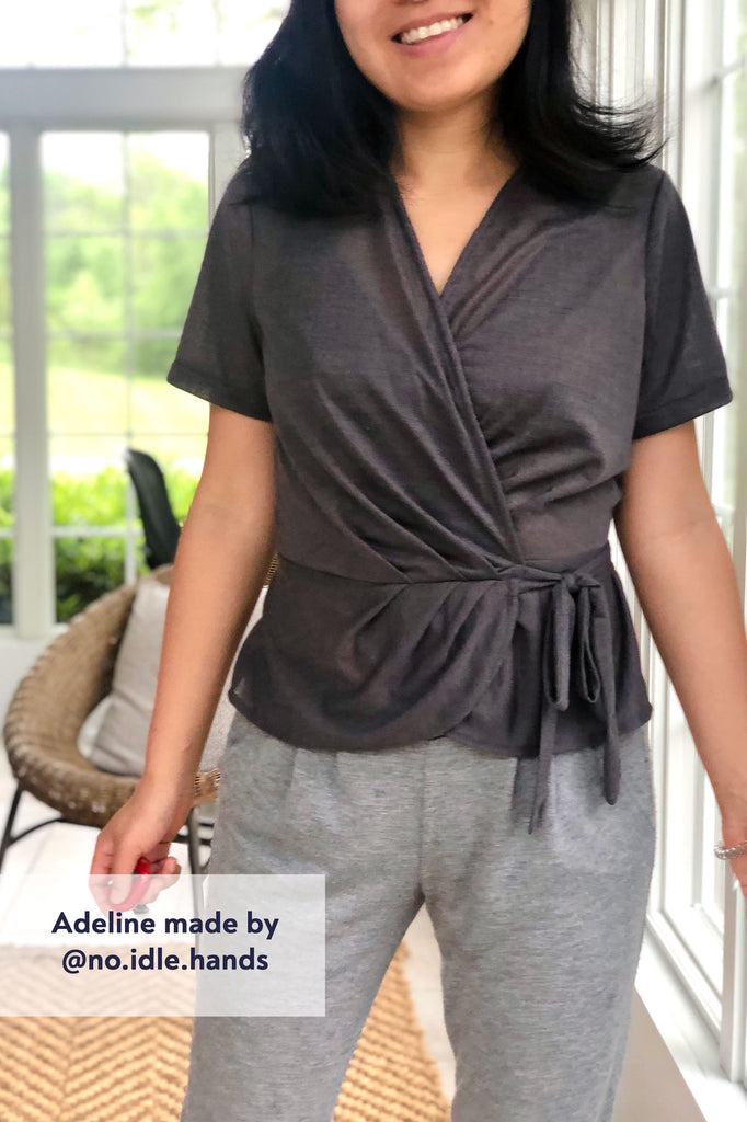 Forget-Me-Not Adeline wrap top tester make in grey