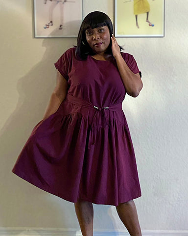 Mary's April A-Line dress and Gemma belt make in deep purple
