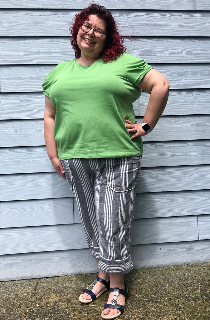 Iris pleated tee test pattern make by Michelle in green