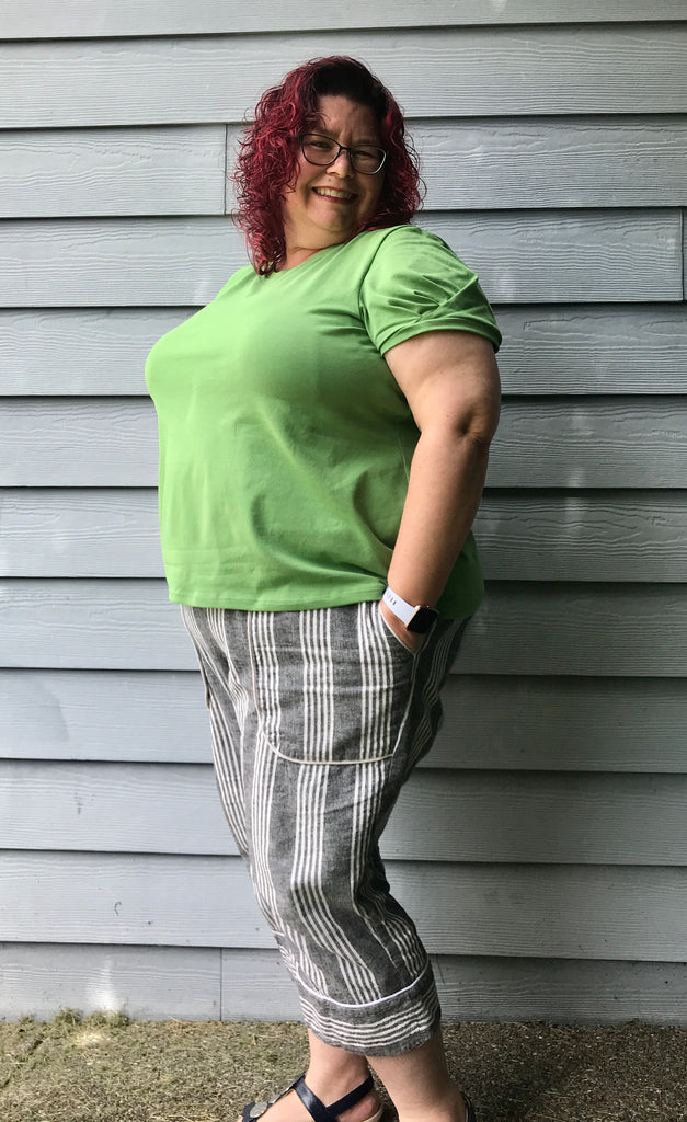 Iris pleated tee test pattern make by Michelle in green