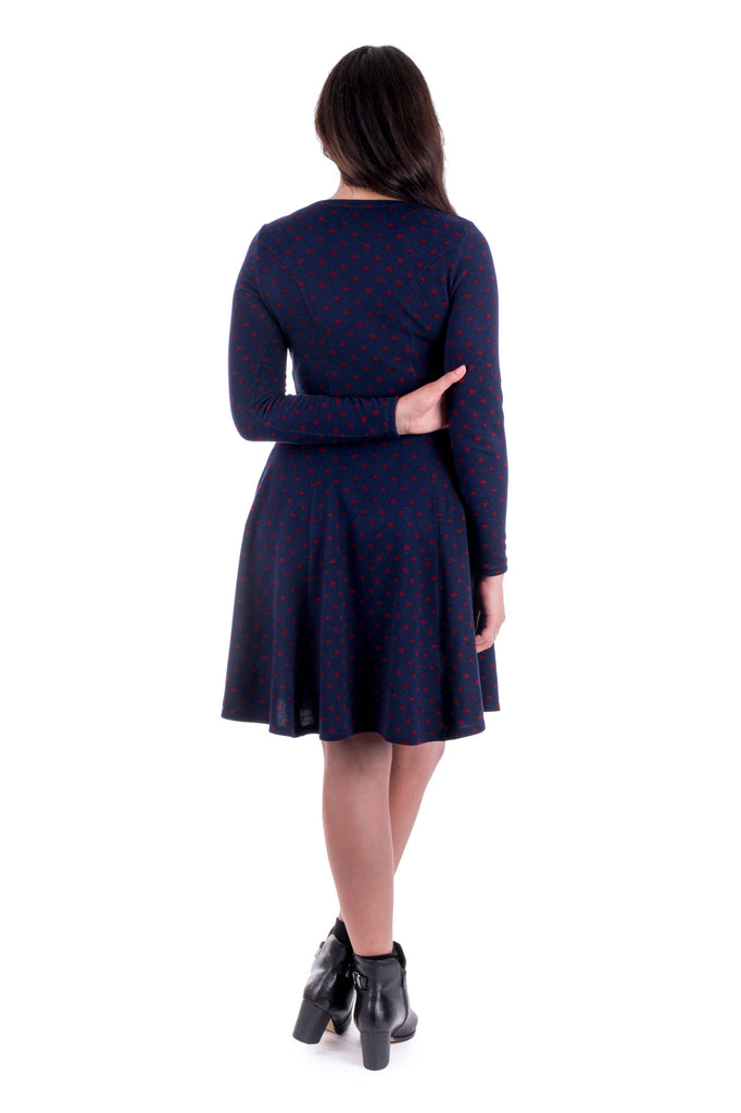 Navy Clementine dress with cowl neck - back