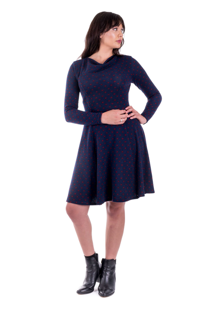 Navy Clementine with cowl neck - front