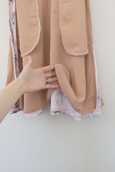 Detail dress photo showing that dress underlining hangs free at the hem