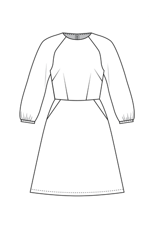 Forget-me-not Patterns Valerie technical drawing; three quarter length sleeve view