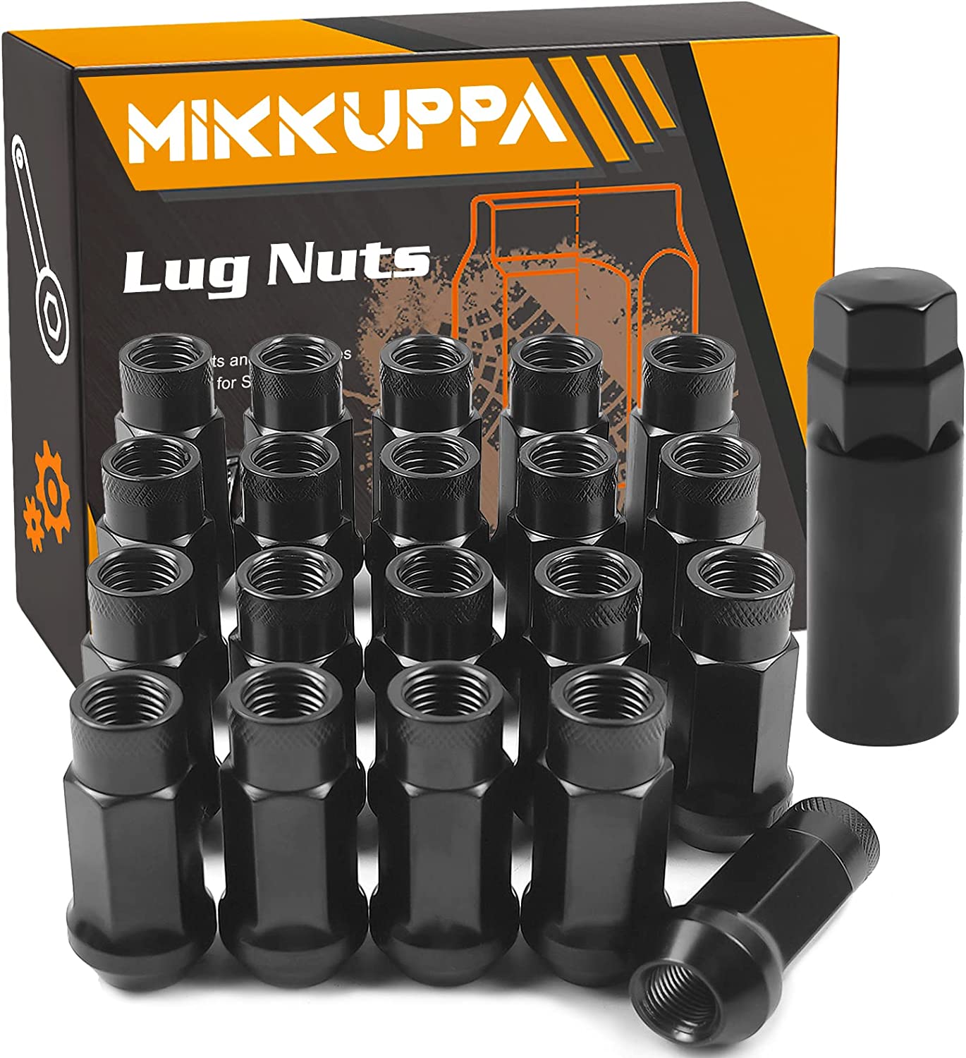 MIKKUPPA 20pcs M12x1.5 Open Lug Nuts 50mm Height 60 Conical Seat Ope