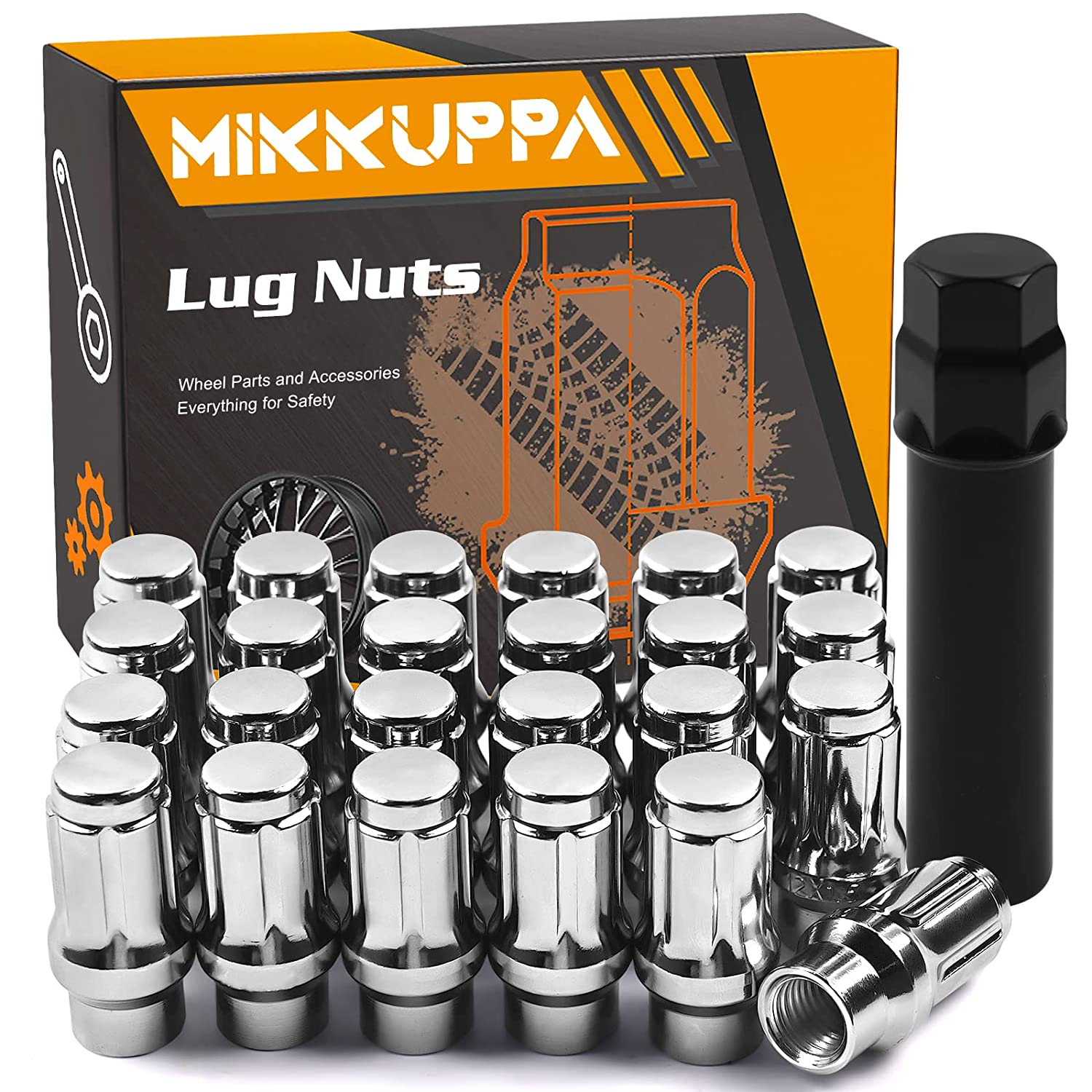 MIKKUPPA 24pcs M12X1.5 Extended Lug Nuts - Chrome Extended Thread Lug