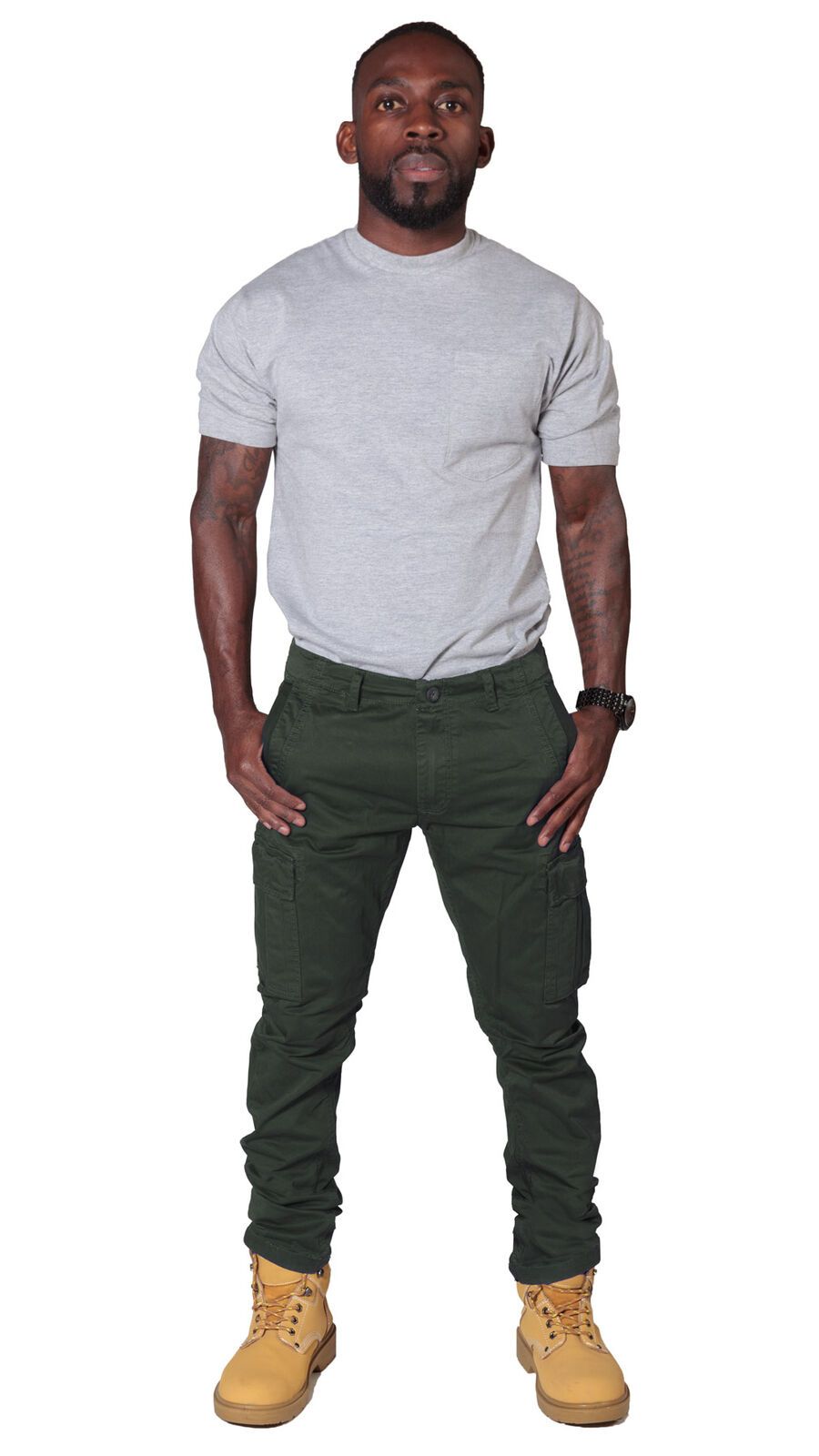 Men's Cargo Trousers - Khaki Green - 26W