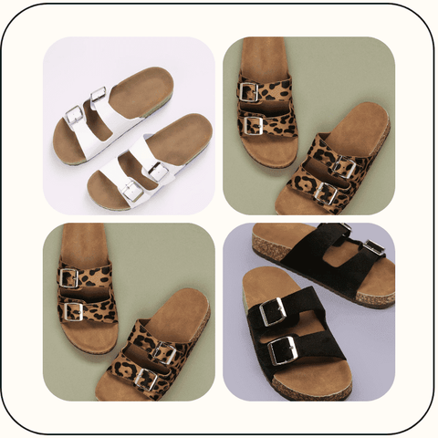 Double Buckle Footbed Sandals for Bunions and Wide Feet