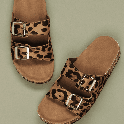 Double Buckle Footbed Sandals for Bunions and Wide Feet