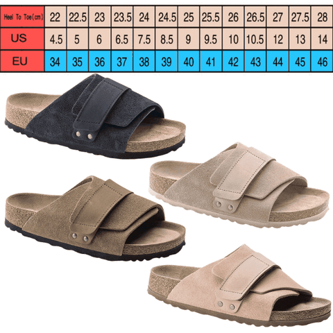 Wide Genuine Leather Unisex Cork Sole Sandals