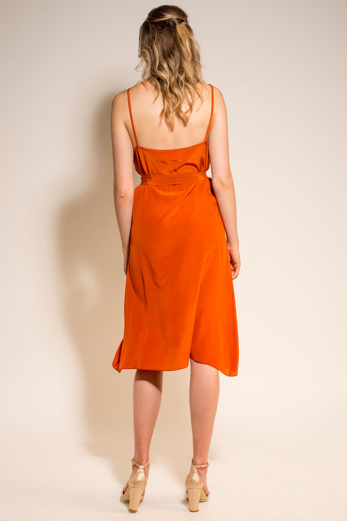 Hilary Dress Burnt Orange Silk Amber Whitecliffe Boutique