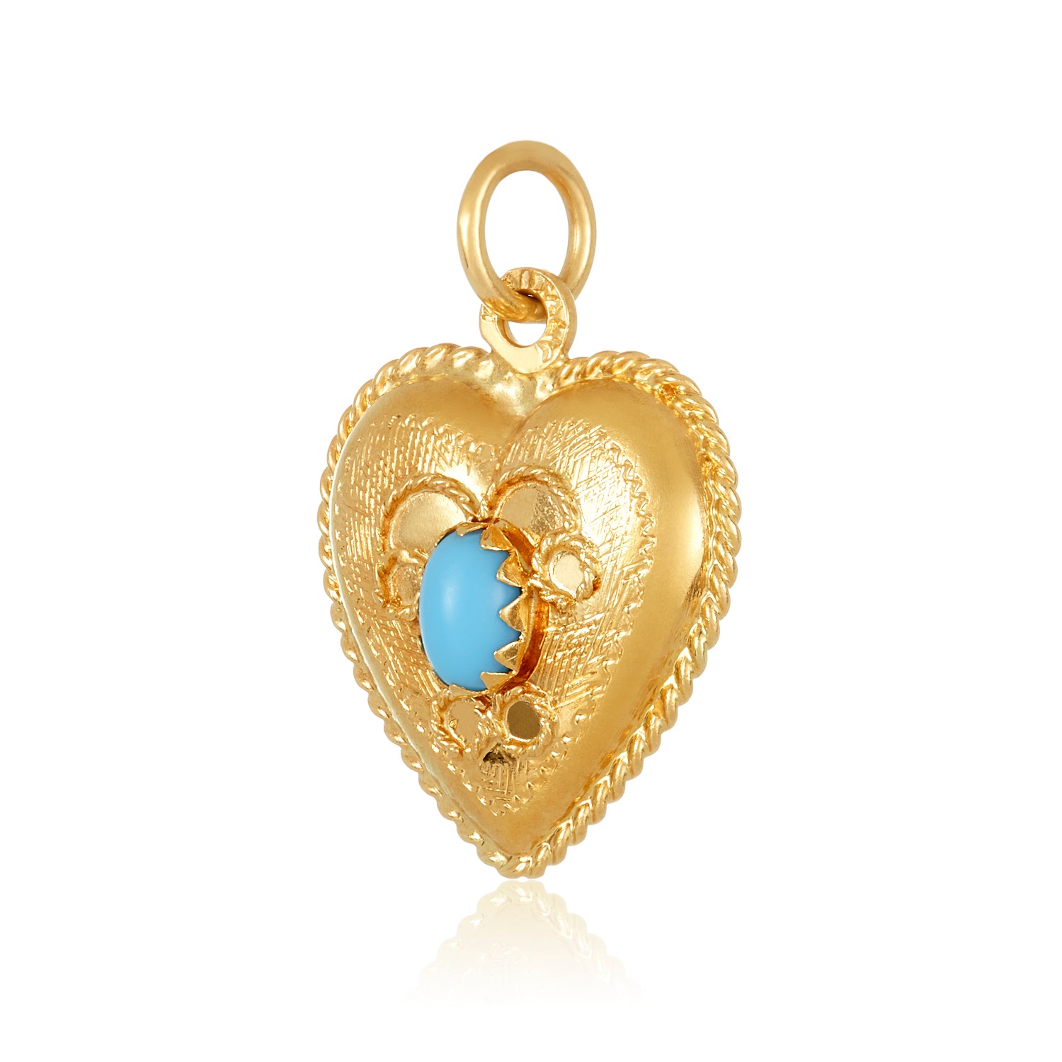 14K Turquoise Heart Charm