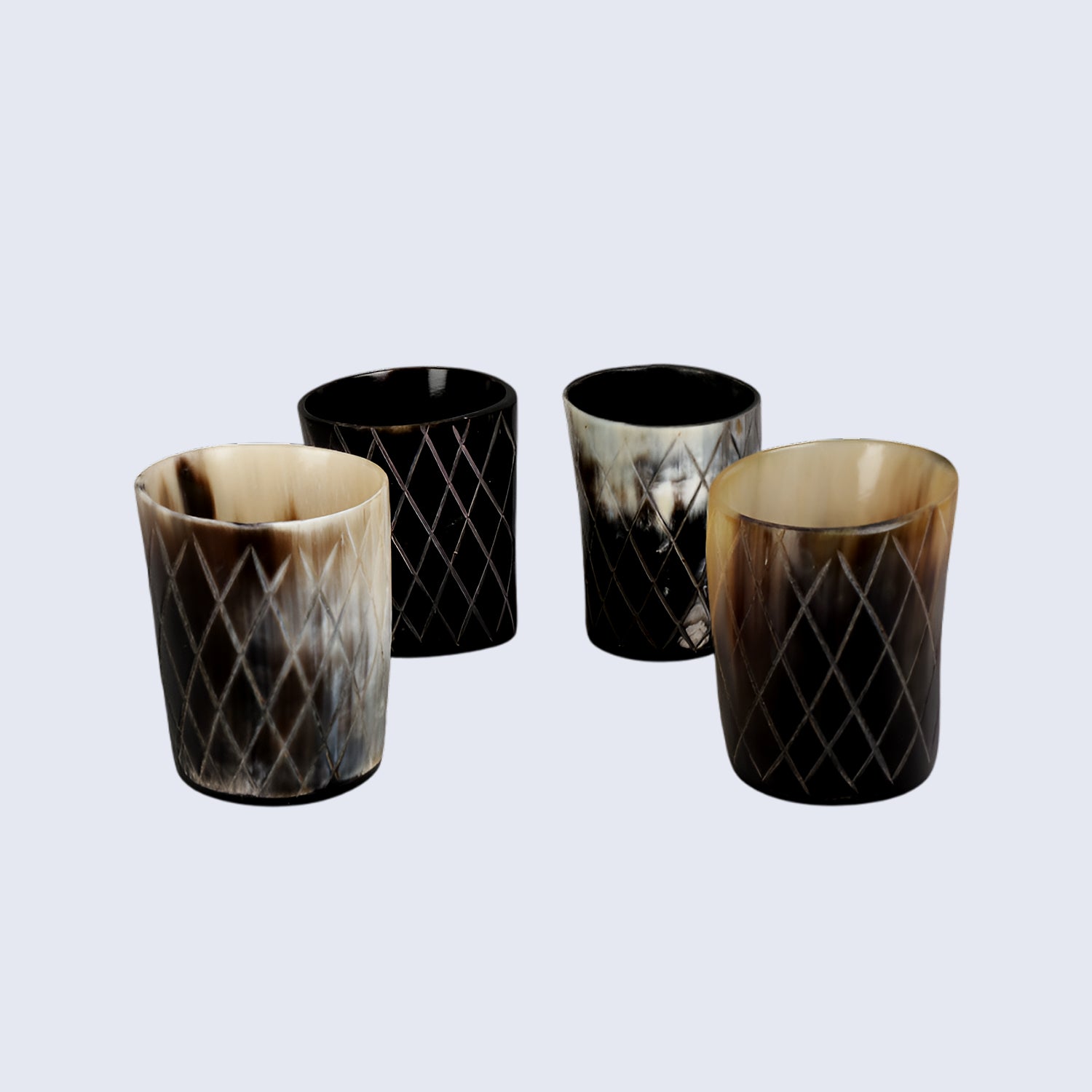 Horn Whiskey Shot Glasses Pack (4,8 & 12) – Hold Up to 6.5oz, Crisscross